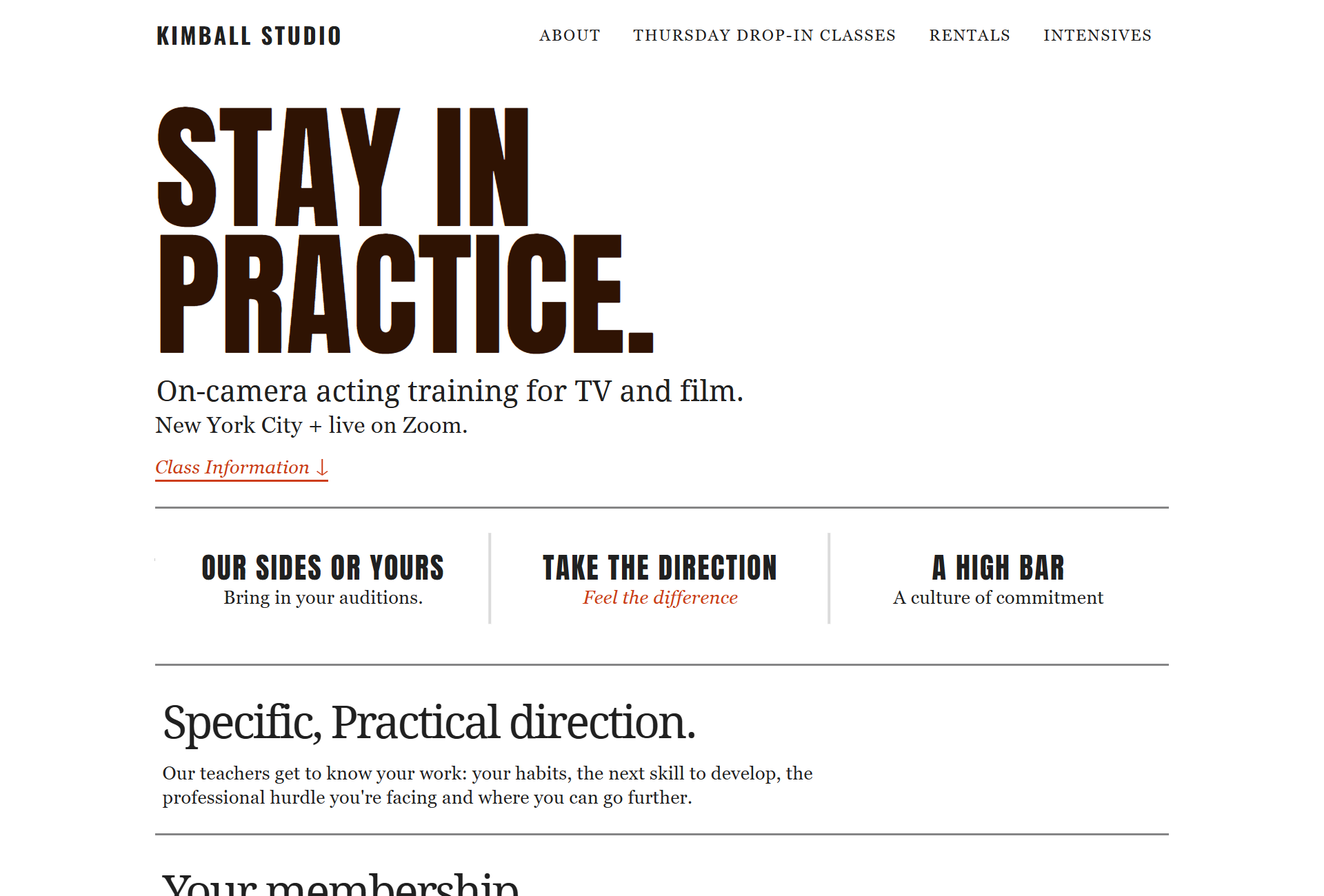Kimball Studio homepage after the redesign