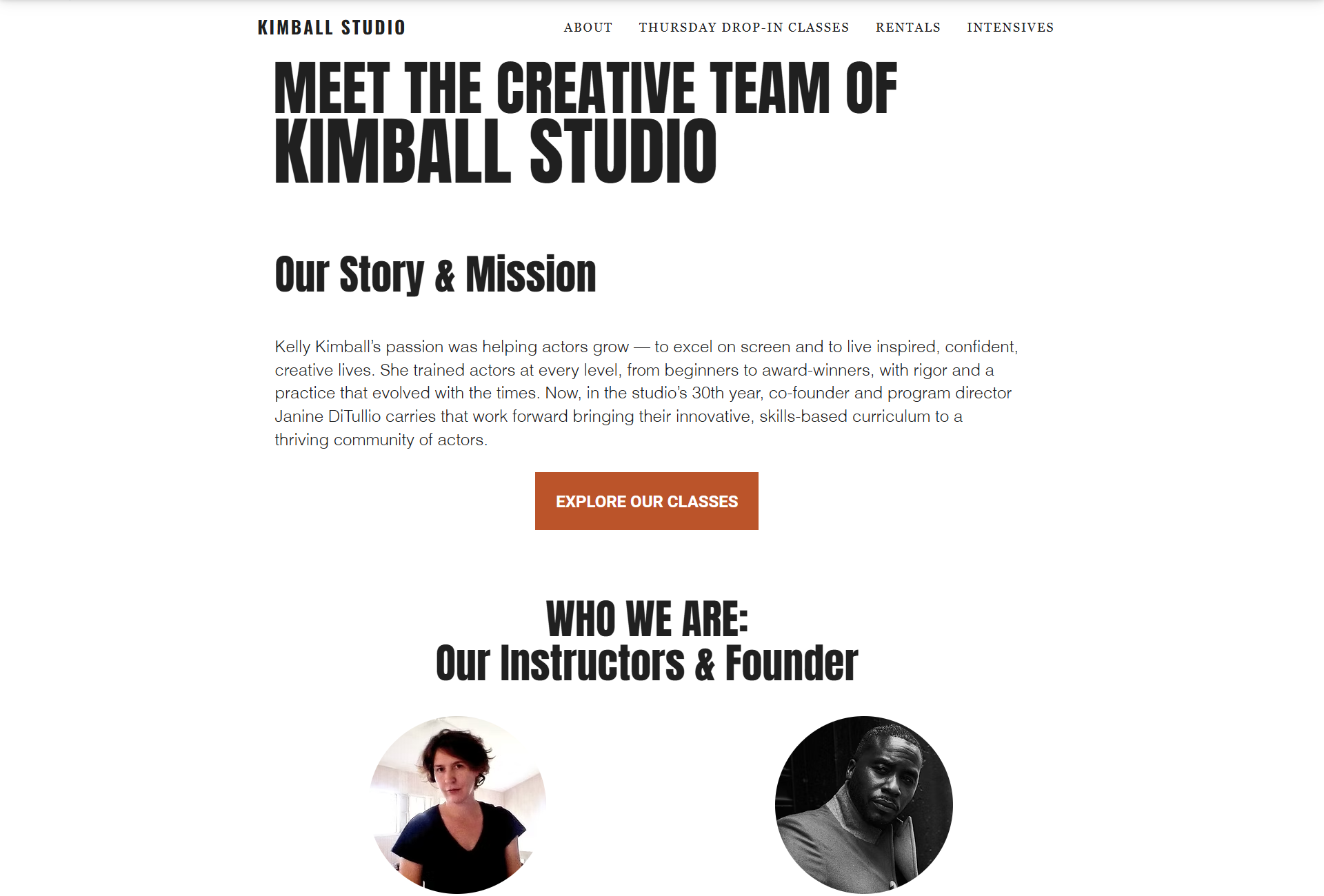 Kimball Studio about page before the redesign