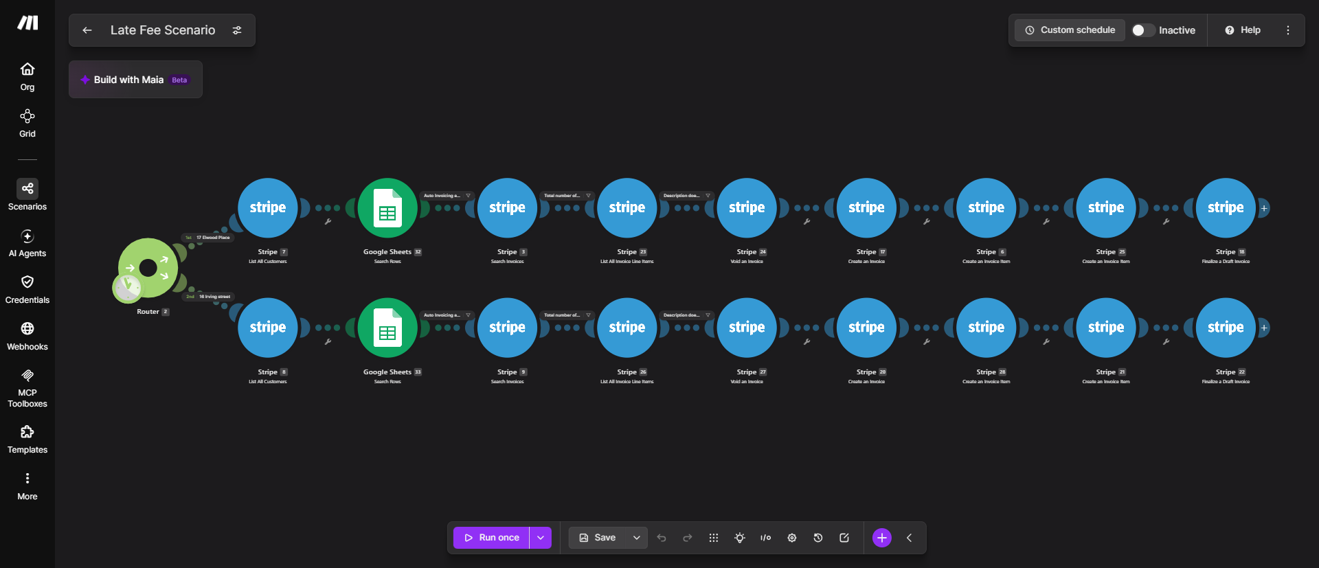 Serrani Properties late fee automation with provider names hidden